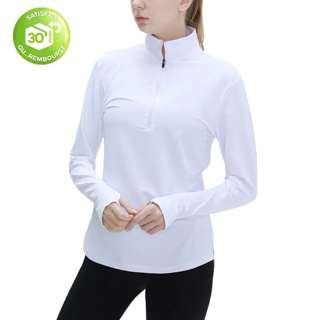 AR56 Fit™ - T-Shirt Manches Longues Sport Femme Col Zippée