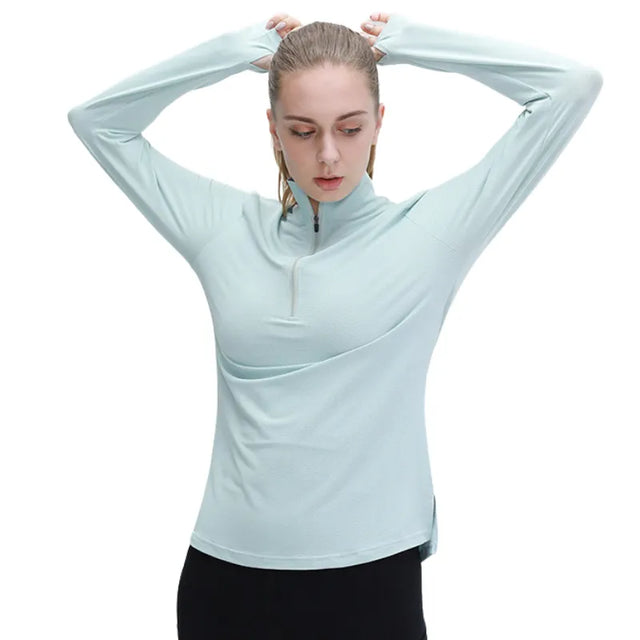 AR56 Fit™ - T-Shirt Manches Longues Sport Femme Col Zippée